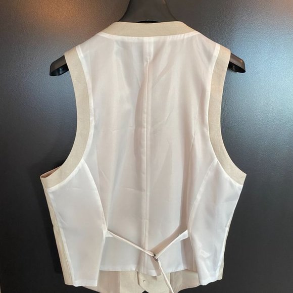 ASOS DESIGN wedding super skinny suit vest in stone linen mix (tan color) - Picture 5 of 12